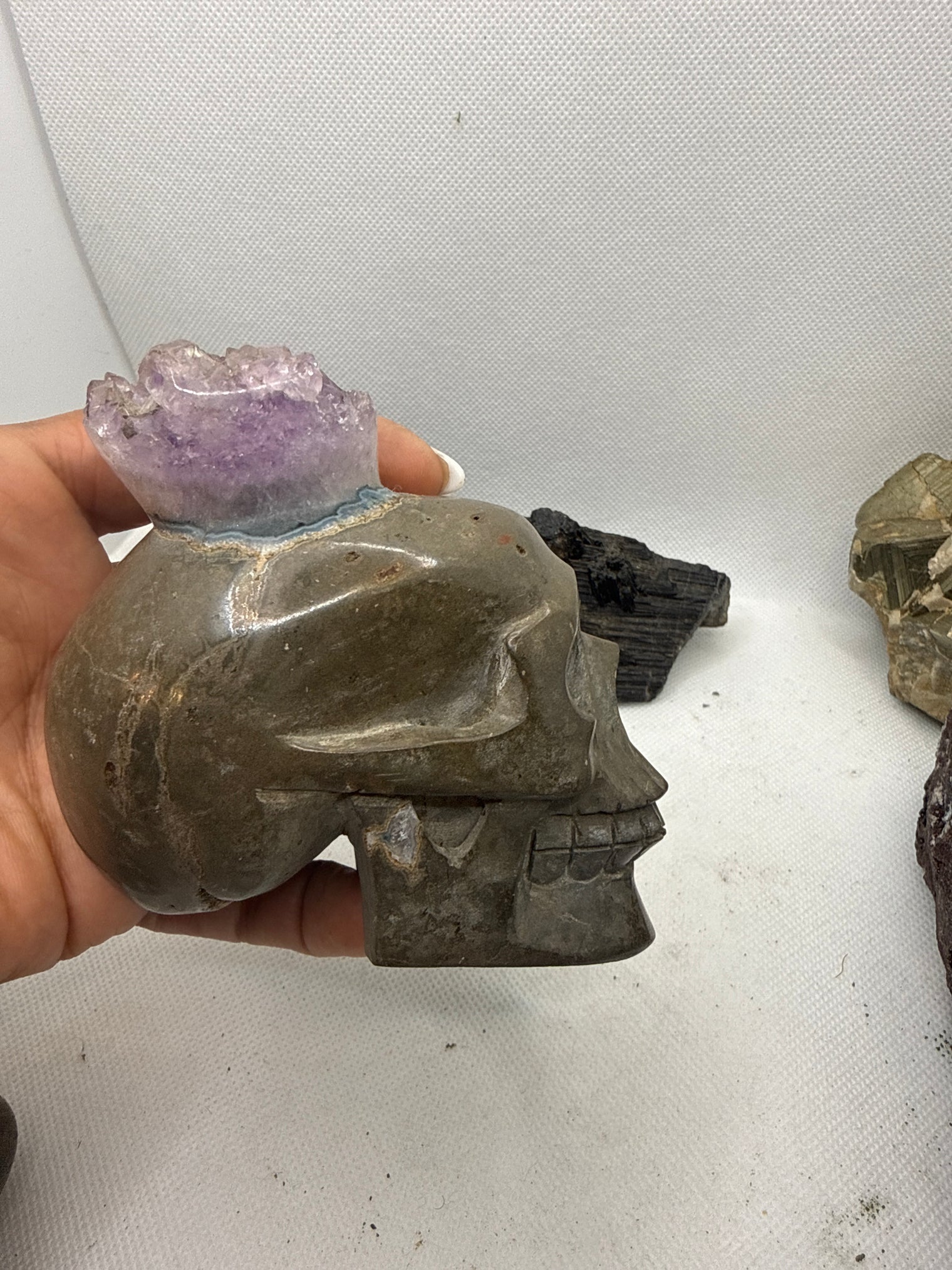 Amethyst Skull Druzy Geode 1.4 LB/ 4 Inch UNIQUE!