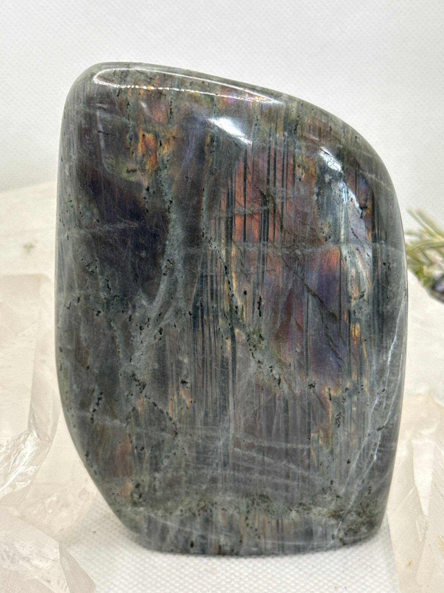 Labradorite Freeform Tower 4- Inch, 473 grams, Stunning Rainbow Flash