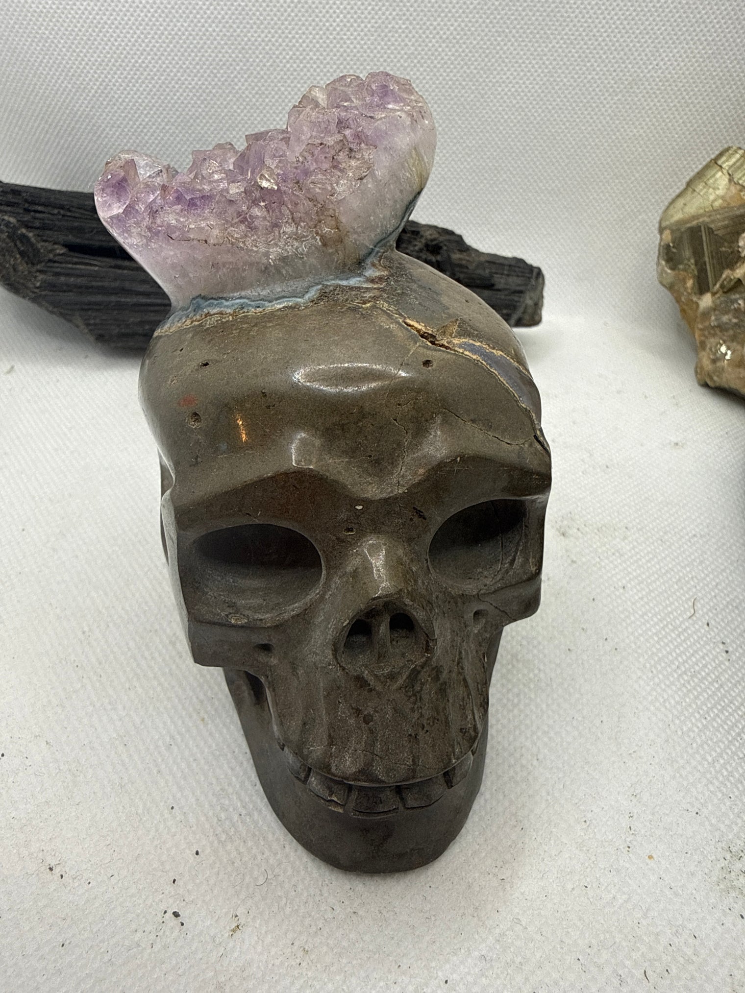 Amethyst Skull Druzy Geode 1.4 LB/ 4 Inch UNIQUE!