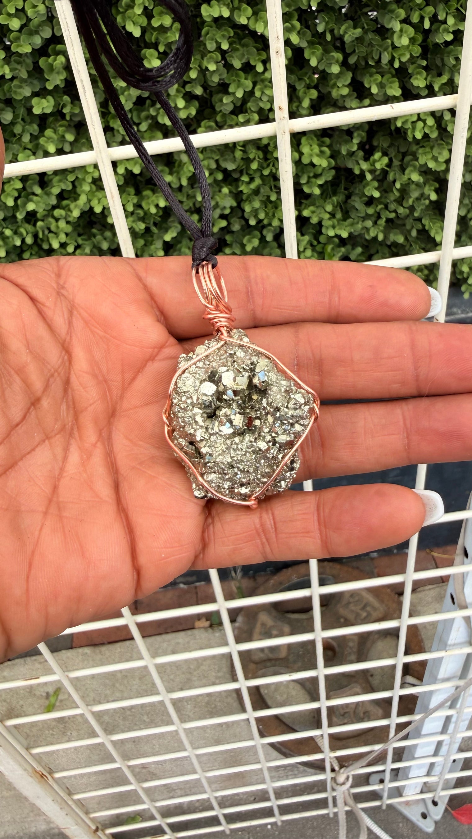 Pyrite Cluster Copper Pendant