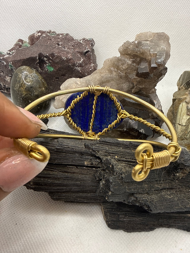 Lapis Lazuli Wirewrapped Brass Bracelet Crystal