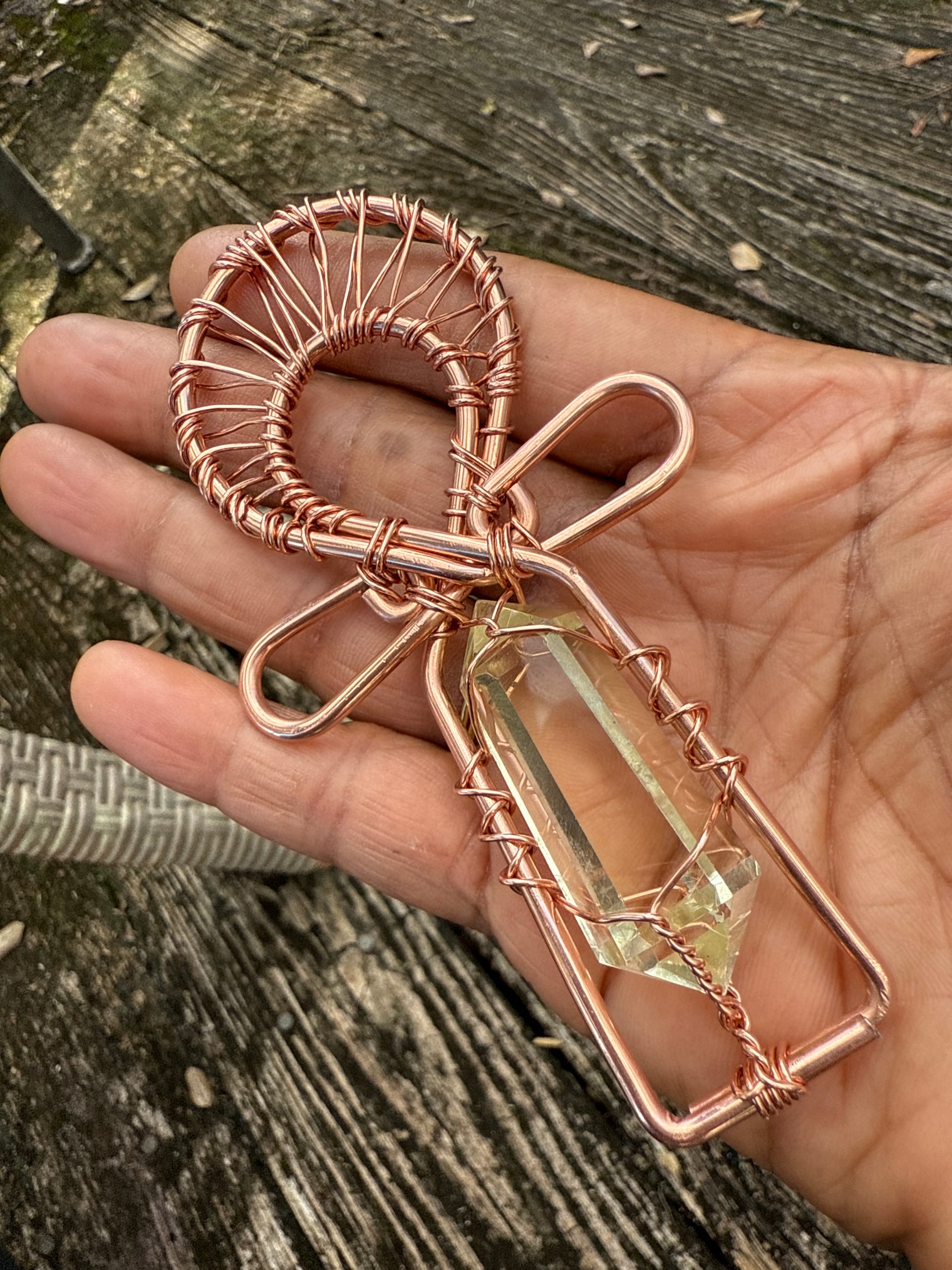 Smoky Citrine POCKET Ankh