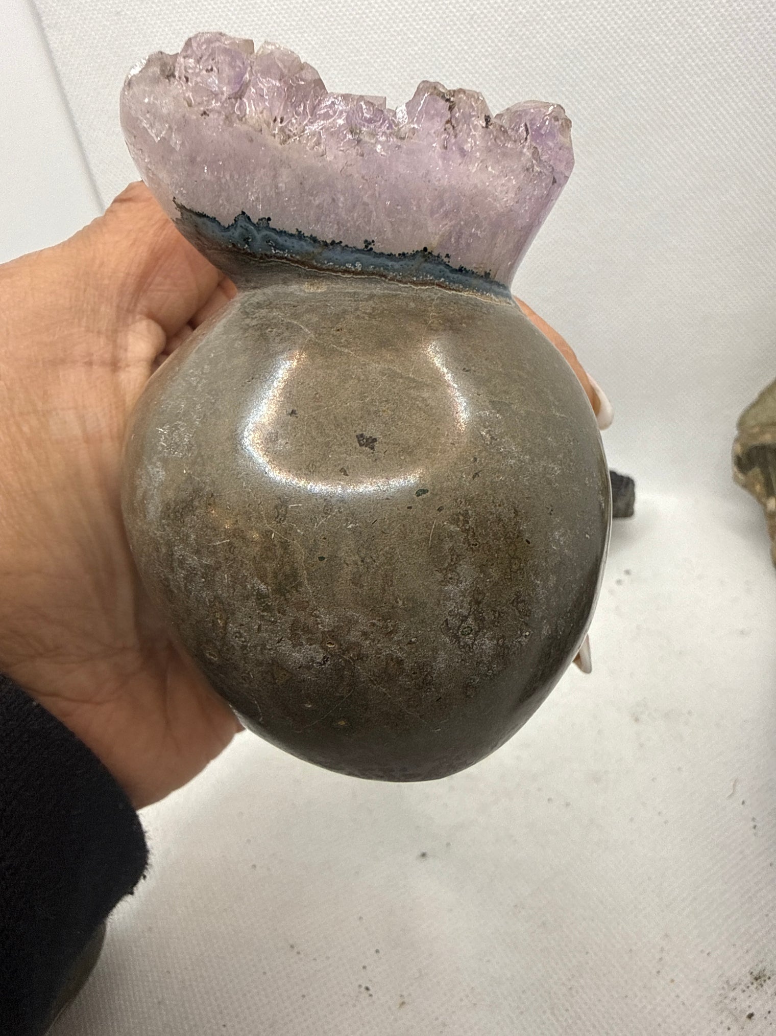 Amethyst Skull Druzy Geode 1.4 LB/ 4 Inch UNIQUE!