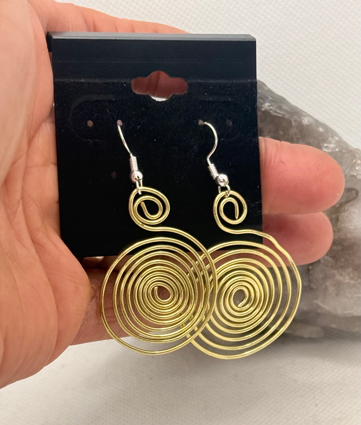 Brass Spiral Handmade Earrings w/sterling Plated Hooks