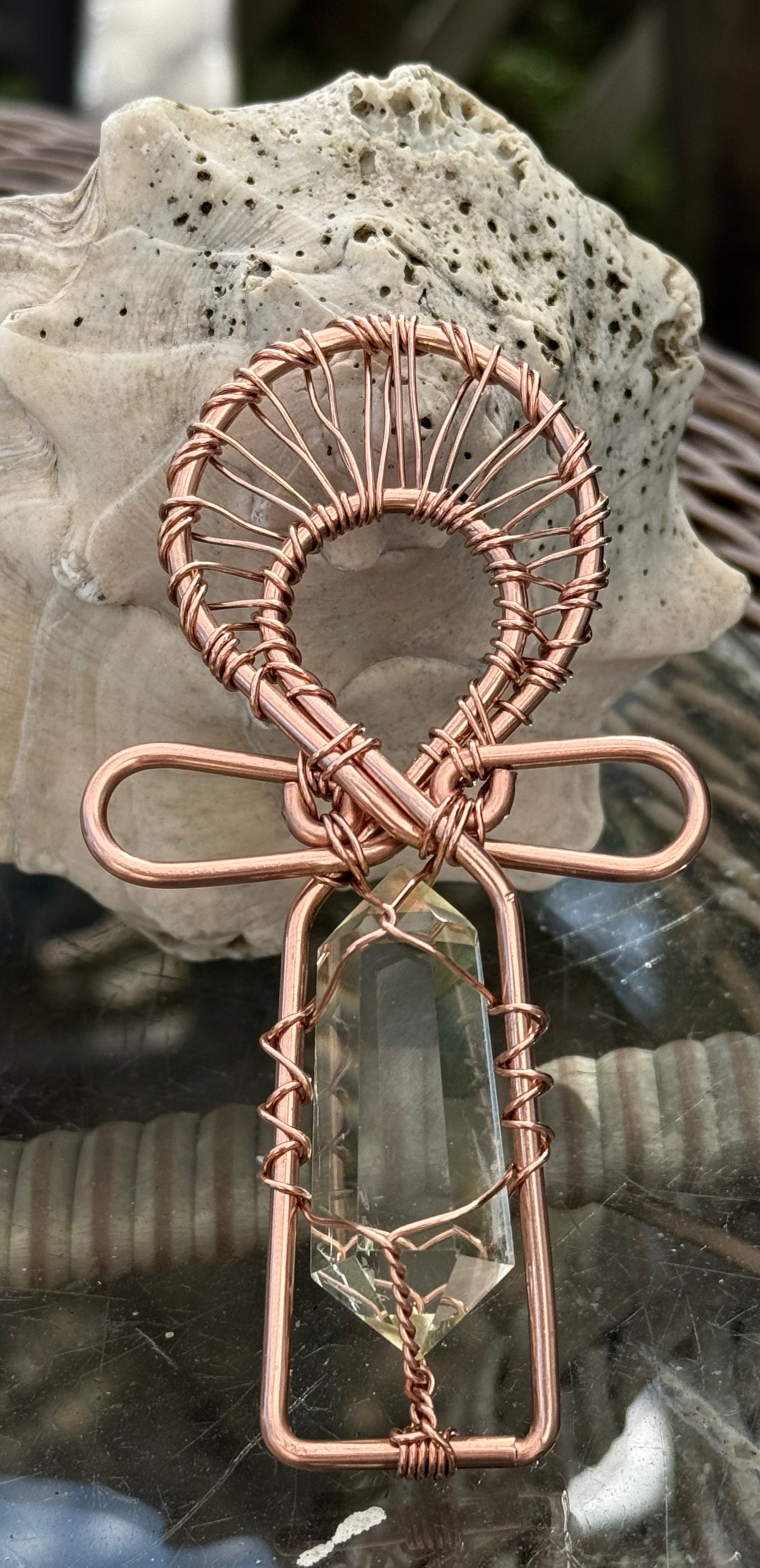 Smoky Citrine POCKET Ankh