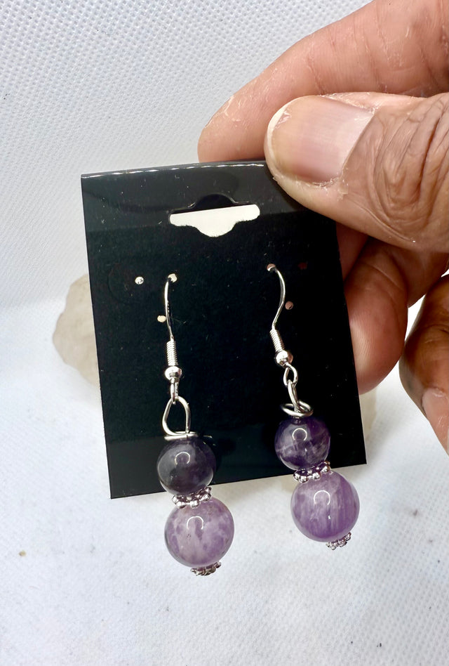 Amethyst Sterling Silver Plated Hooks Earrings