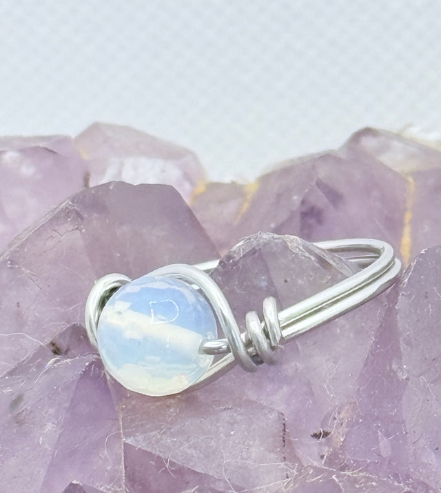opalite silver tinned copper ring