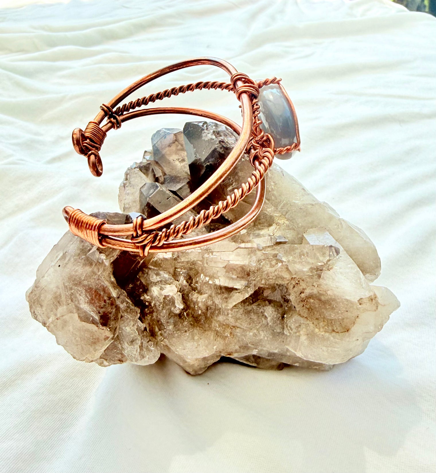 Blue Opal Wirewrapped Copper Bracelet