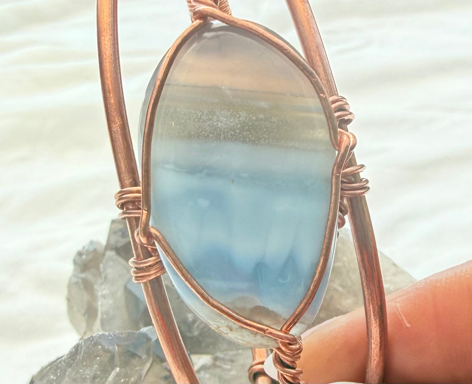 Blue Opal Wirewrapped Copper Bracelet