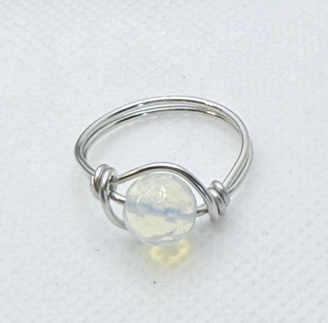 opalite silver tinned copper ring