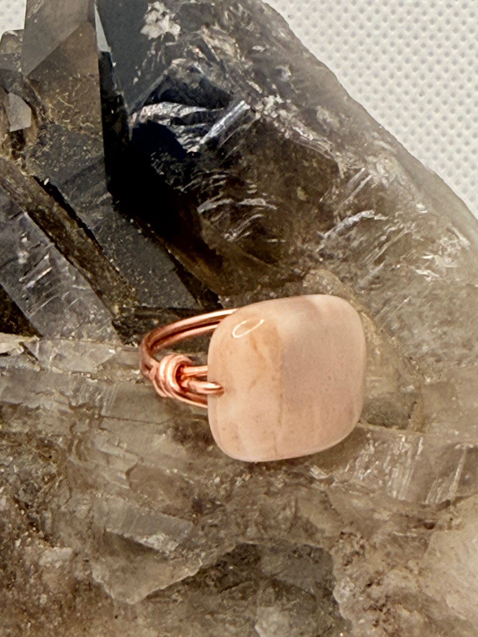 Moonstone Copper Bead Ring