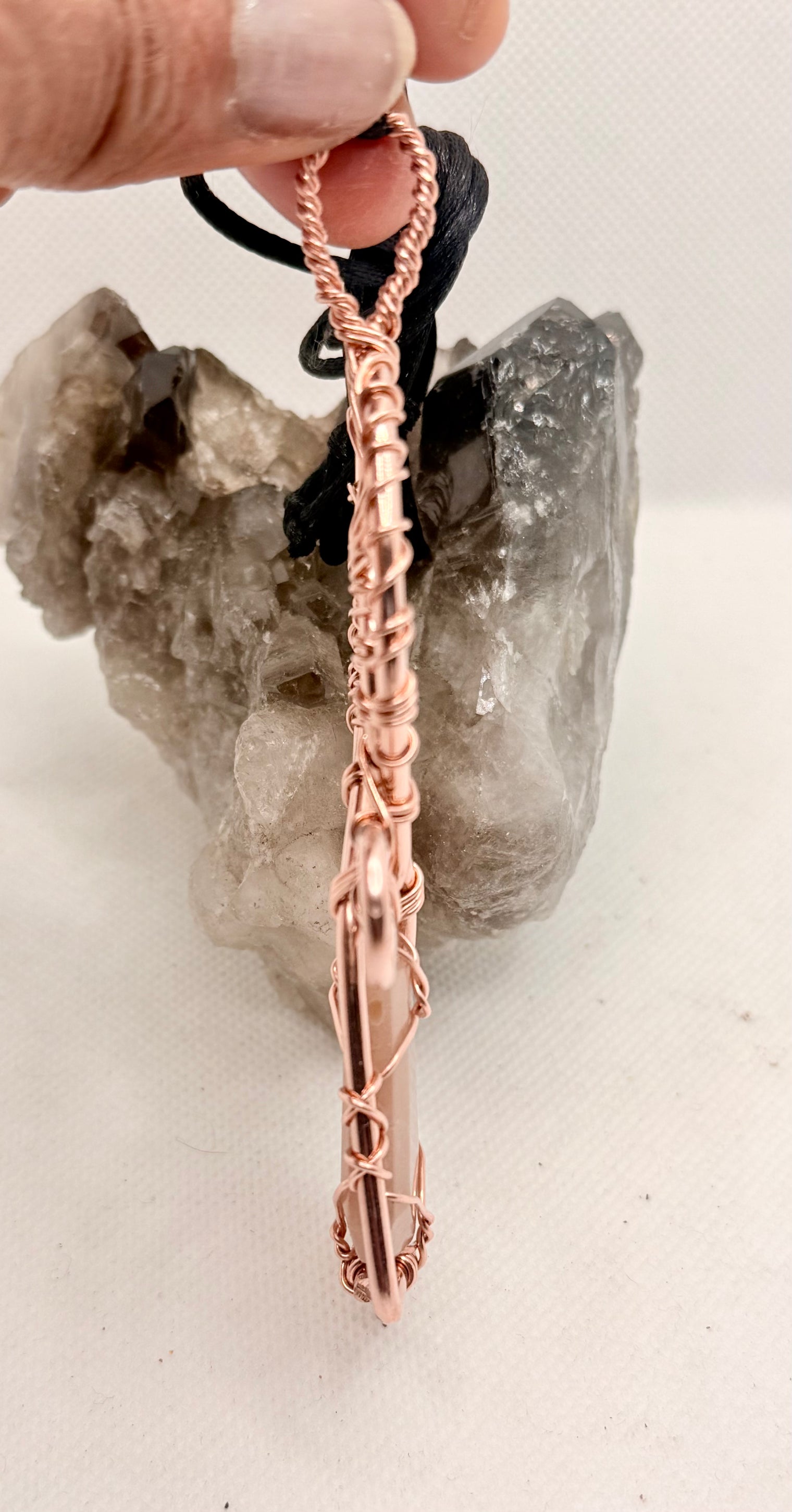 Moonstone Faceted Teardrop Copper Ankh Pendant