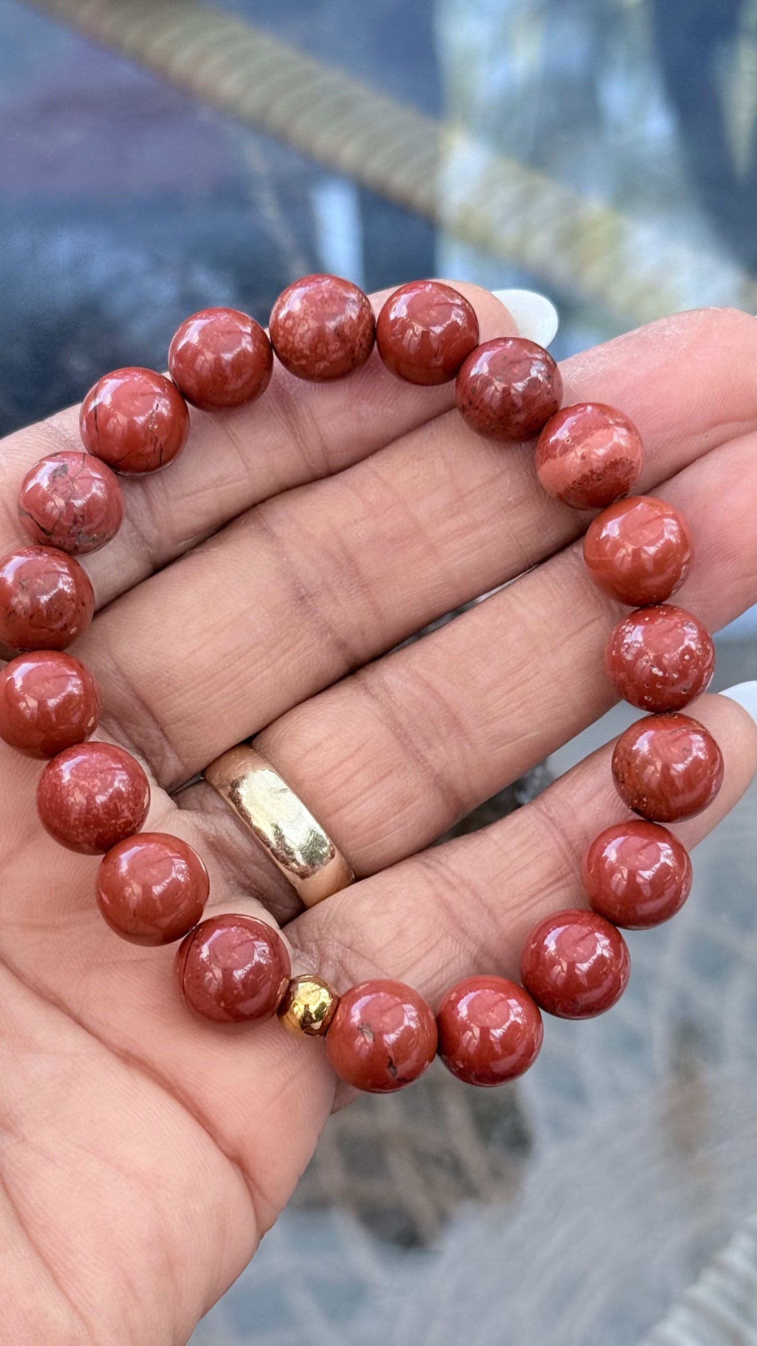 Red Jasper Stretchy Gemstone Bracelet