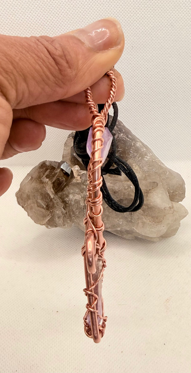 Amethyst Copper Ankh Pendant Necklace w/Amethyst top stone