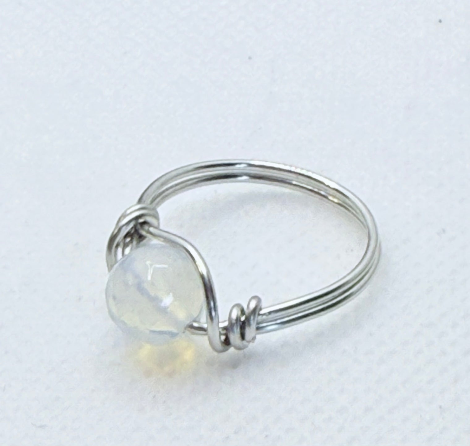 opalite silver tinned copper ring