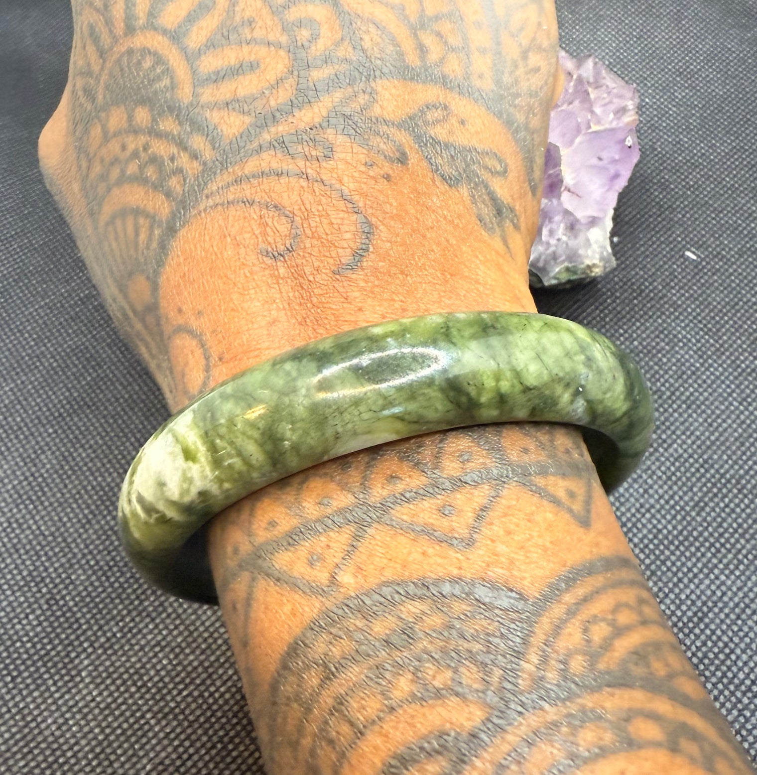 Jade Bangle Wide Width Beautiful