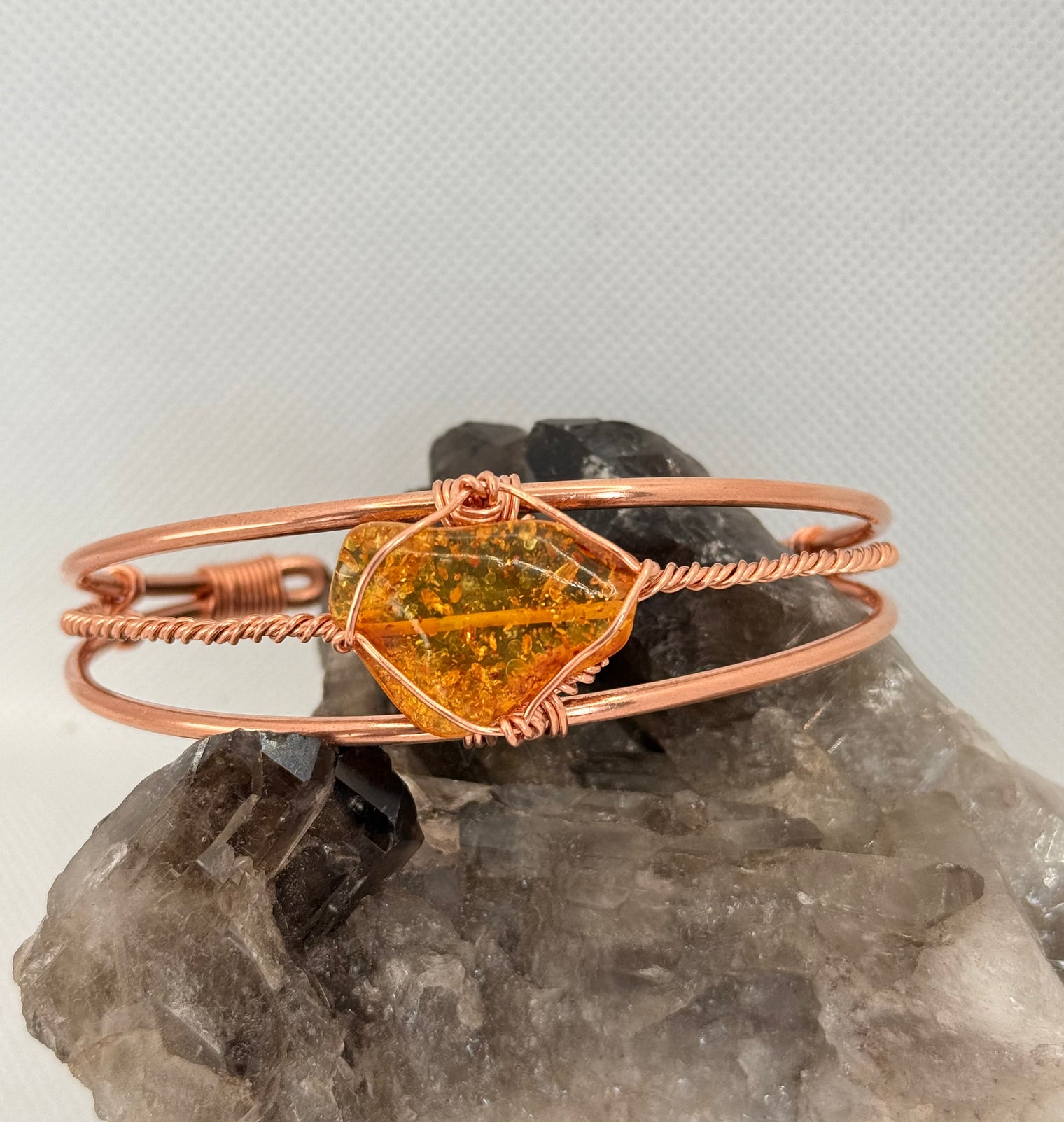 Amber Copper Wirewrapped Bracelet