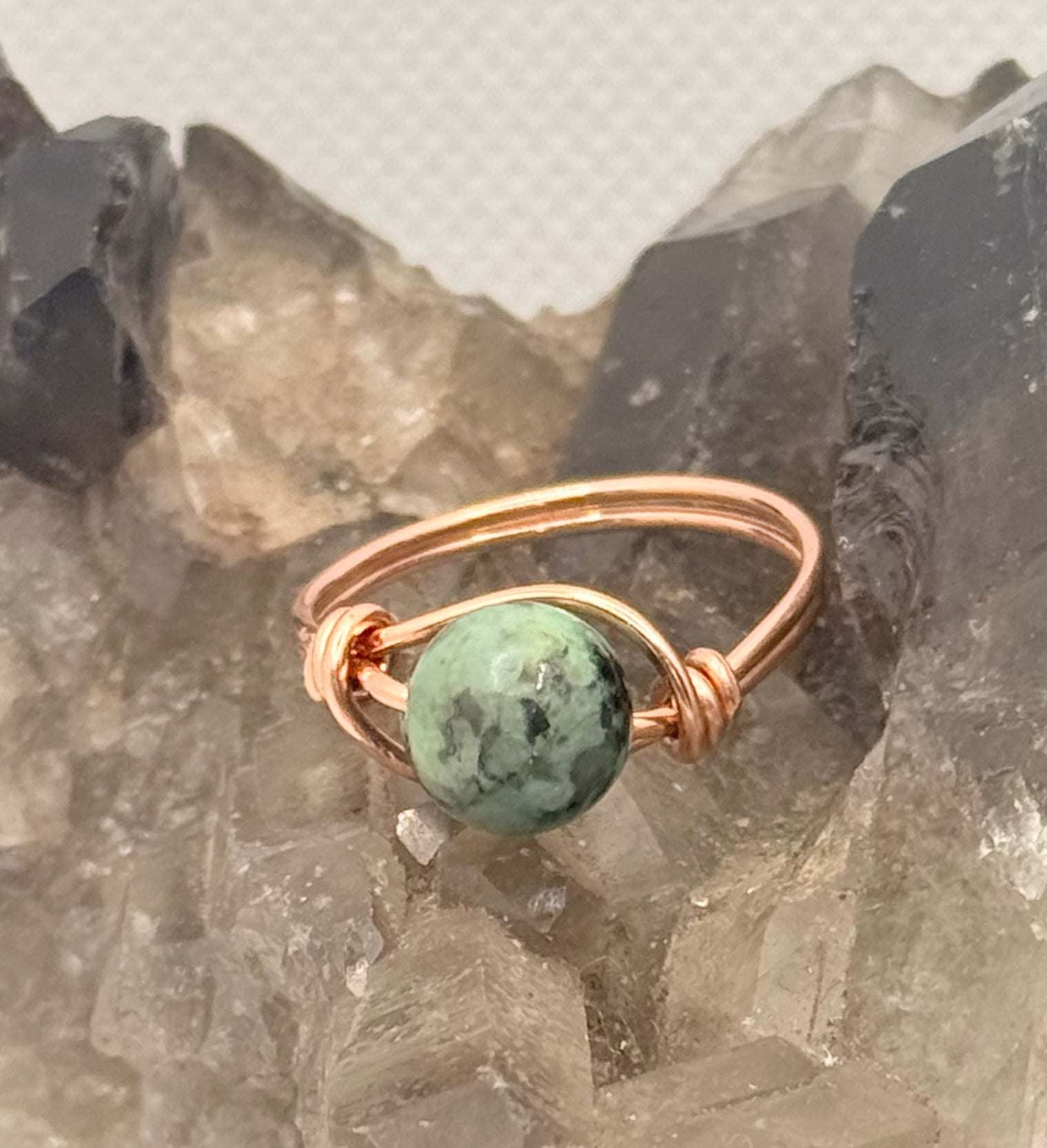 African Turquoise Copper Bead Ring