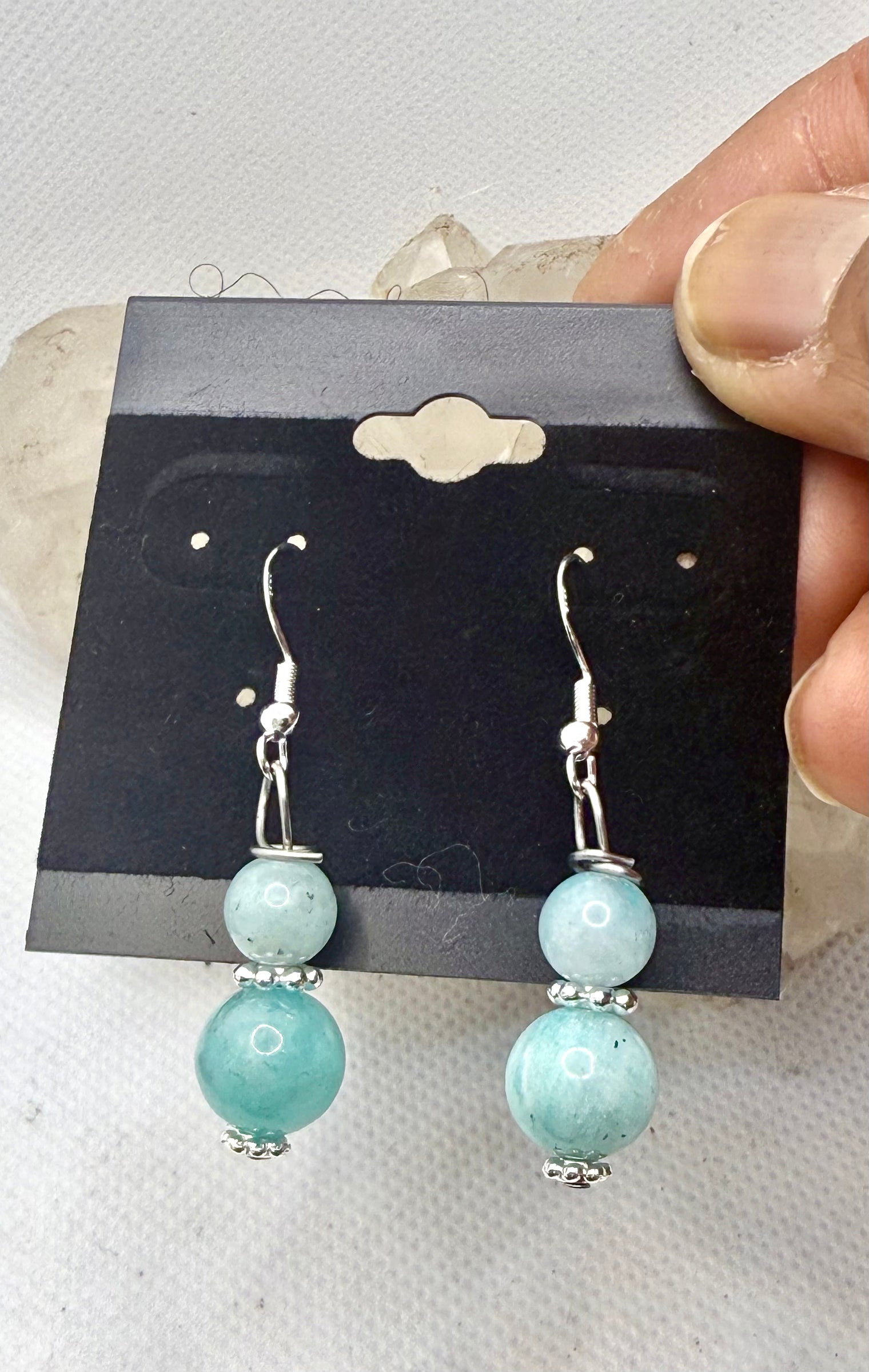 Amazonite Sterling Silver Plated Hooks Earrings