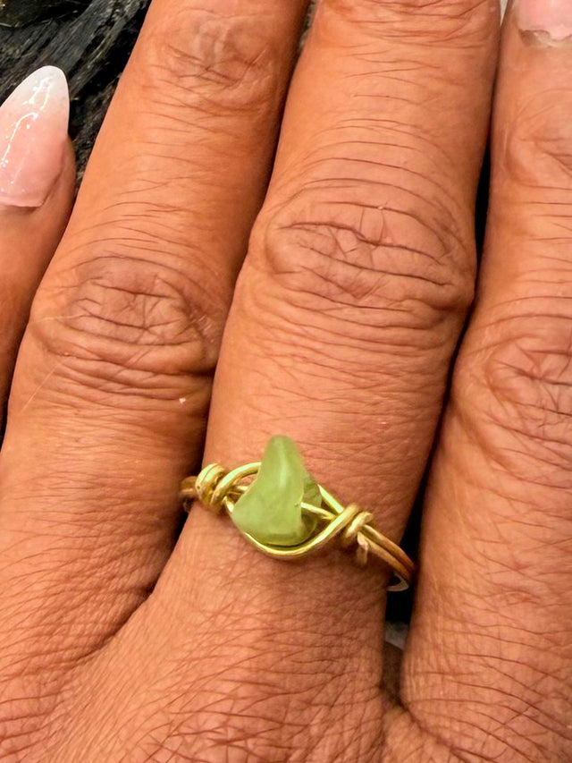 Peridot Brass Bead Ring