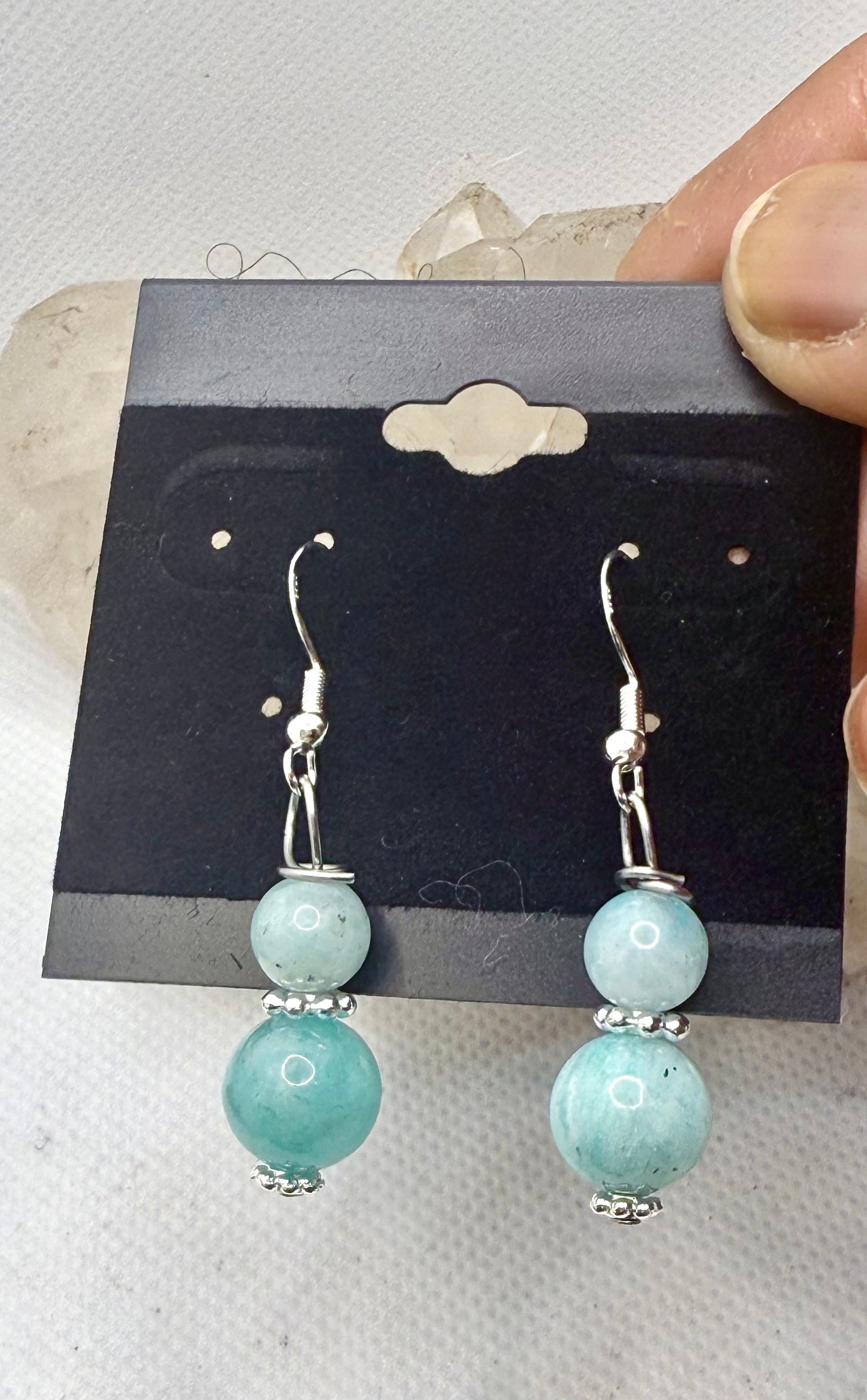 Amazonite Sterling Silver Plated Hooks Earrings