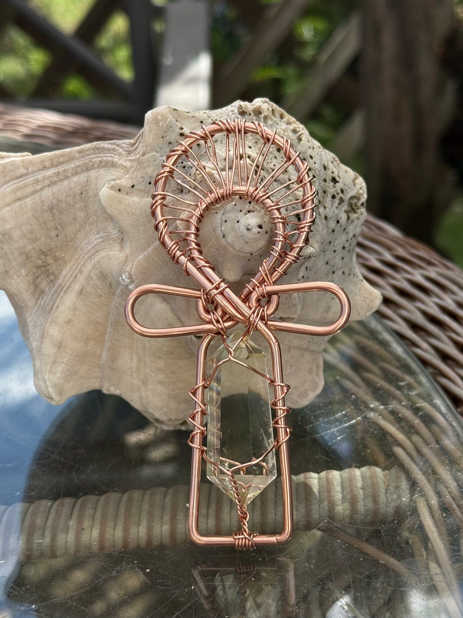 Smoky Citrine POCKET Ankh
