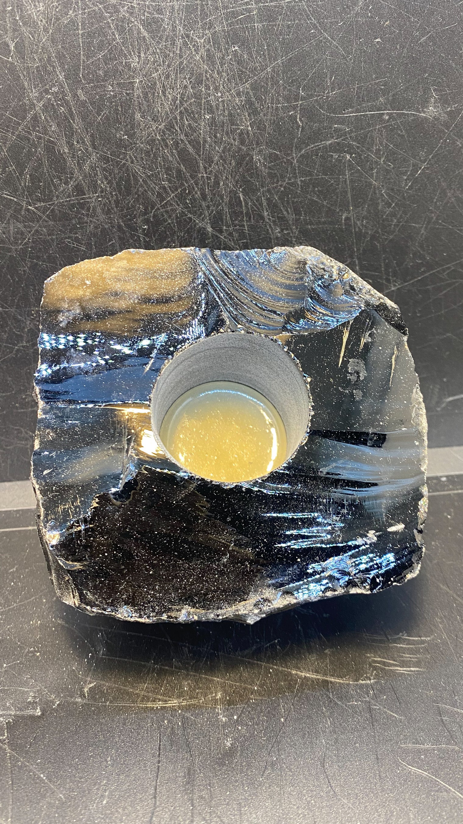 Black Obsidian Candle Holder