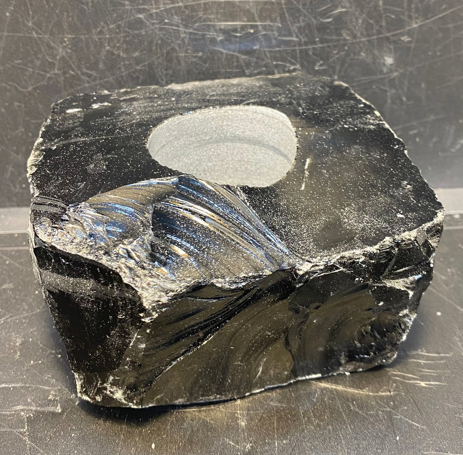 Black Obsidian Candle Holder