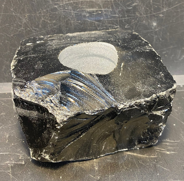 Black Obsidian Candle Holder