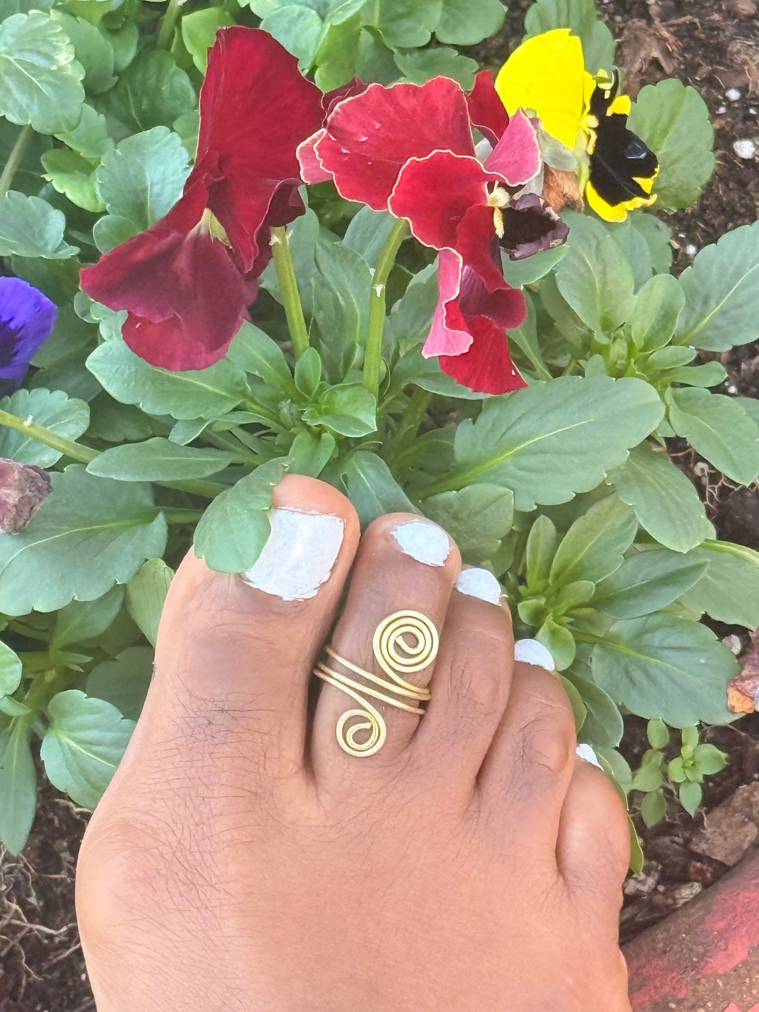 Adjustable Spiral Toe Ring Lock Adornment Copper or Brass Handmade