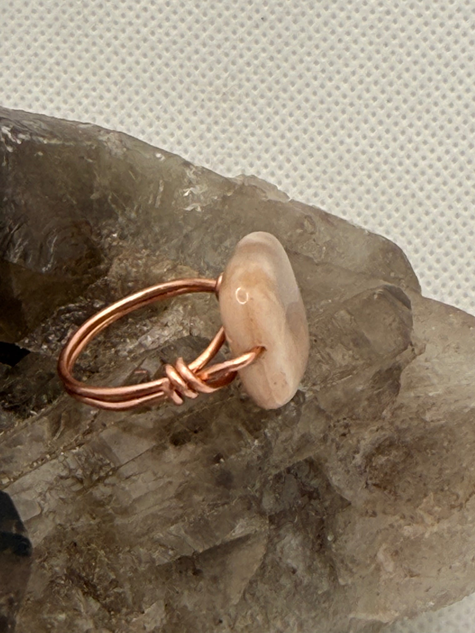 Moonstone Copper Bead Ring