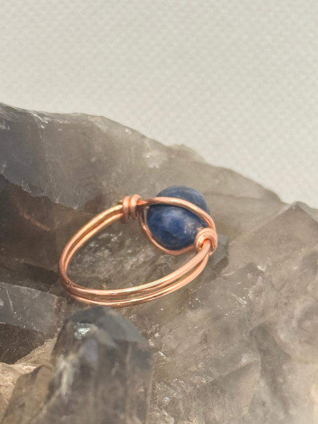 Sodalite Copper Bead Ring