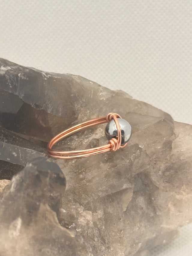 Hematite Copper Bead Ring