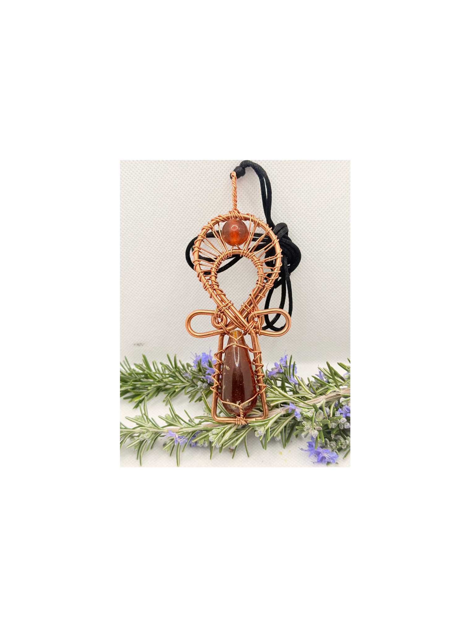 Copal Copper Egyptian Kemetic Coptic Cross Ankh Wirewrapped Wearable Pendant Necklace