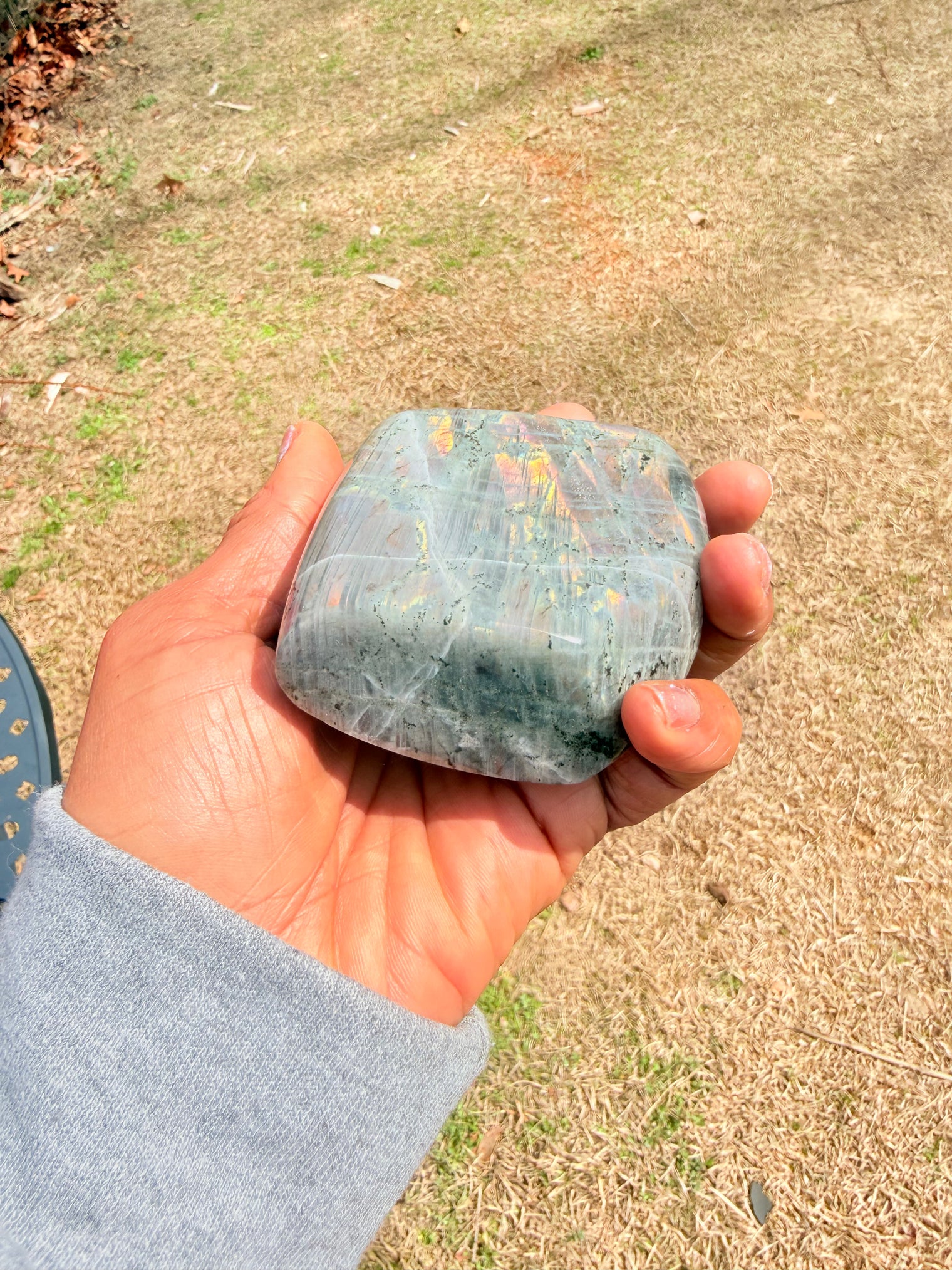 Labradorite Freeform Tower 4- Inch, 473 grams, Stunning Rainbow Flash