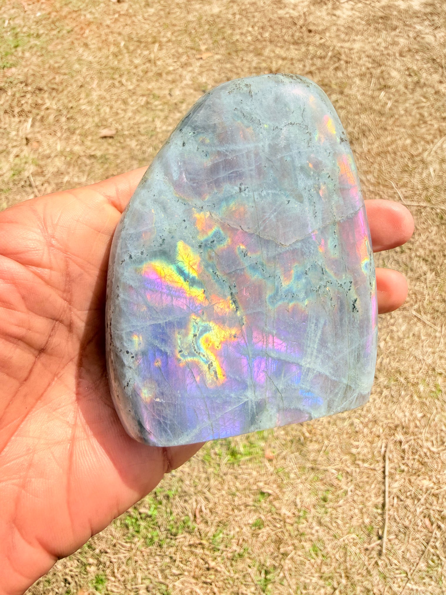 Labradorite Freeform Tower 3.5 Inch, Stunning Rainbow Flash