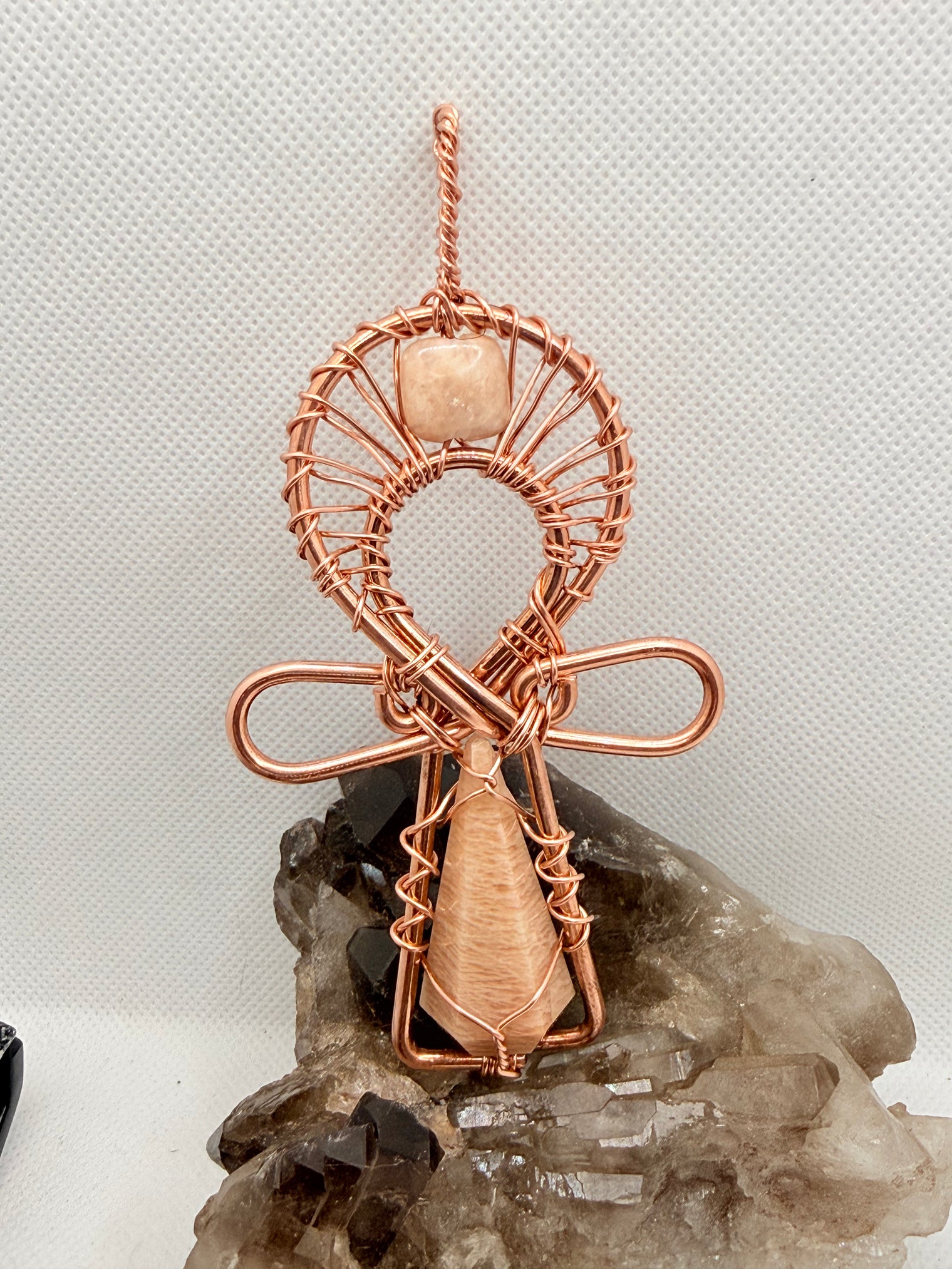 Moonstone Copper Ankh Wearable Pendant