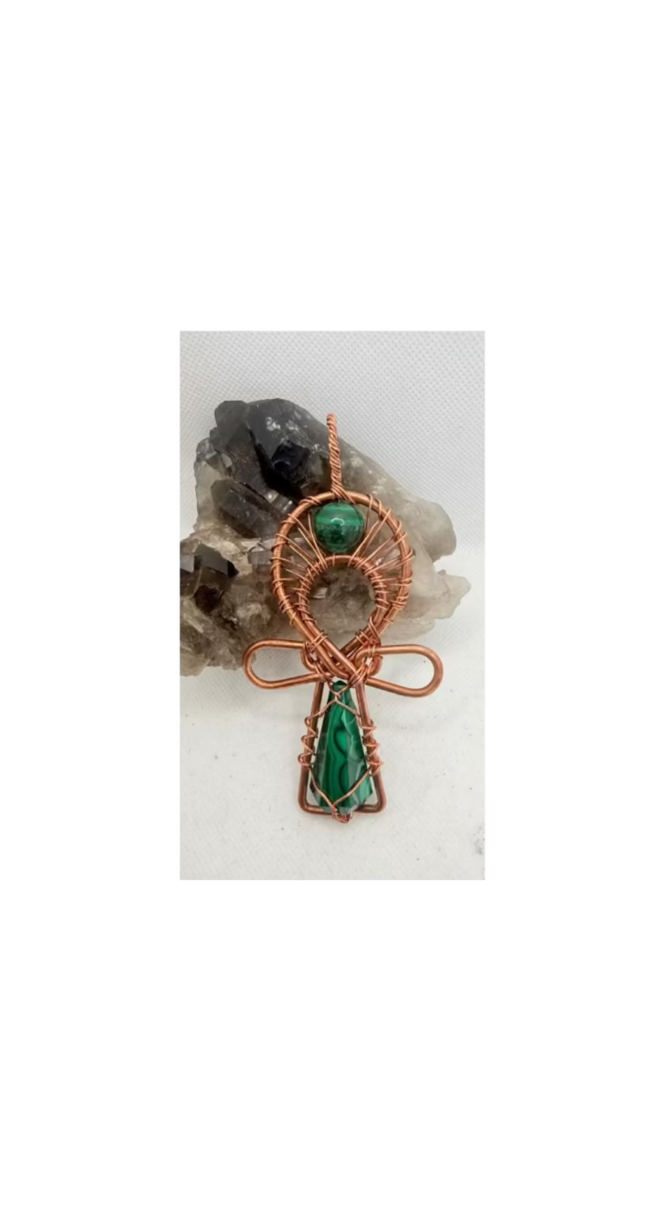 malachite crystal copper ankh