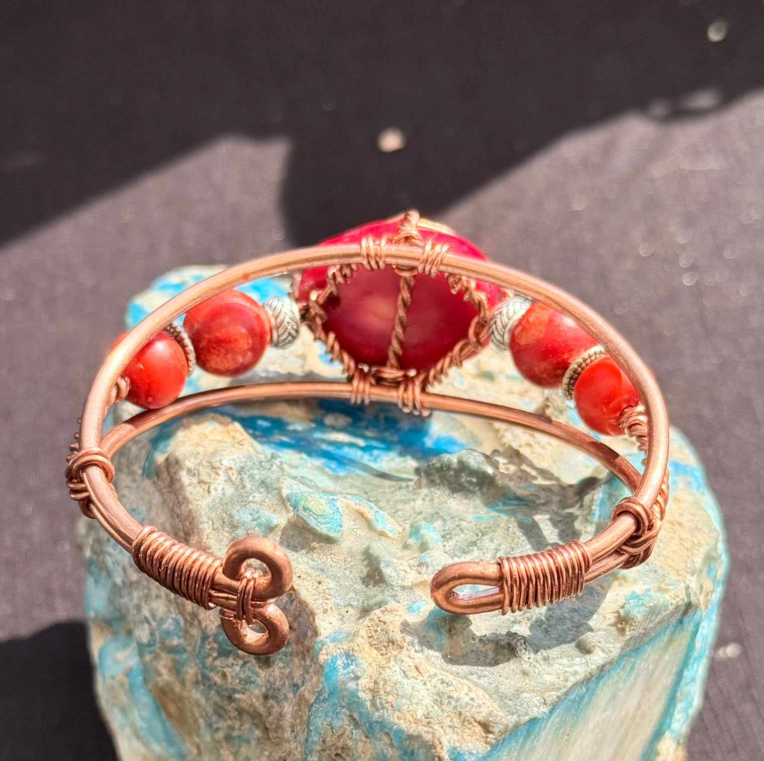 red coral copper bracelet