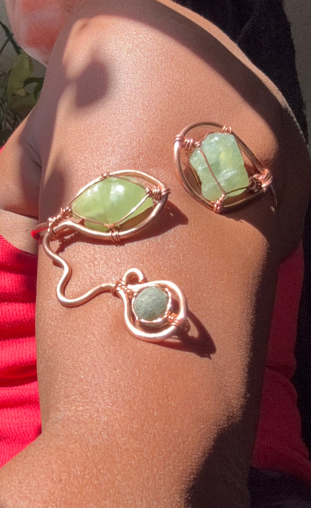 prehnite copper arm cuff