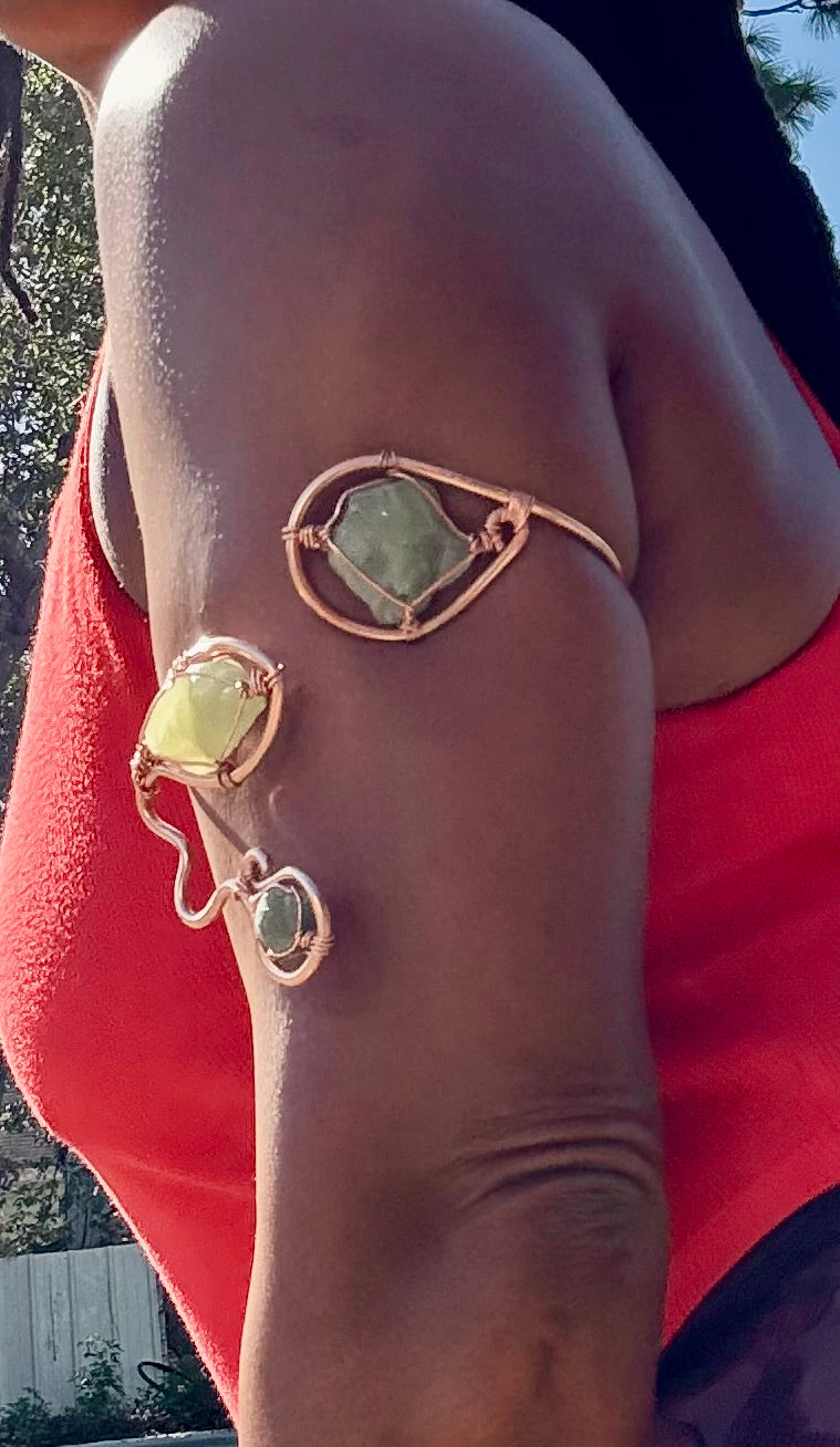 prehnite copper arm cuff