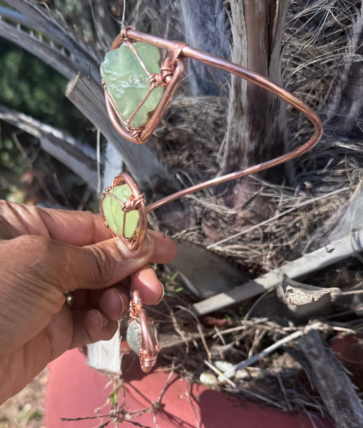 prehnite copper arm cuff