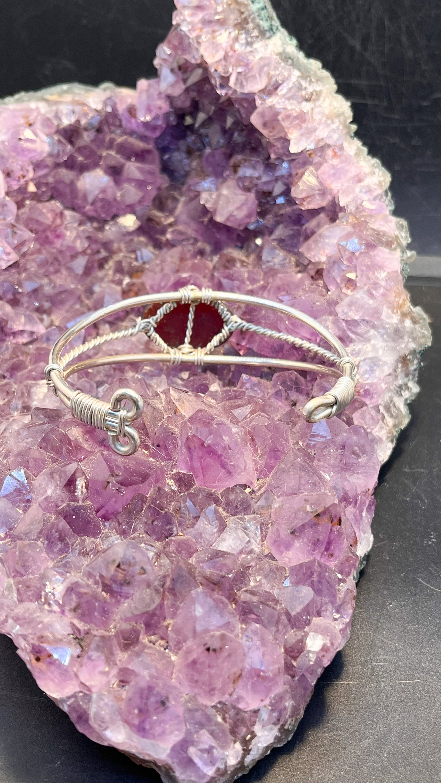 Garnet Sterling Silver Wirewrapped Bracelet