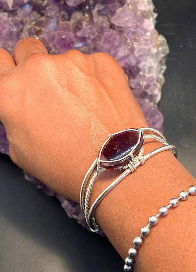 Garnet Sterling Silver Wirewrapped Bracelet