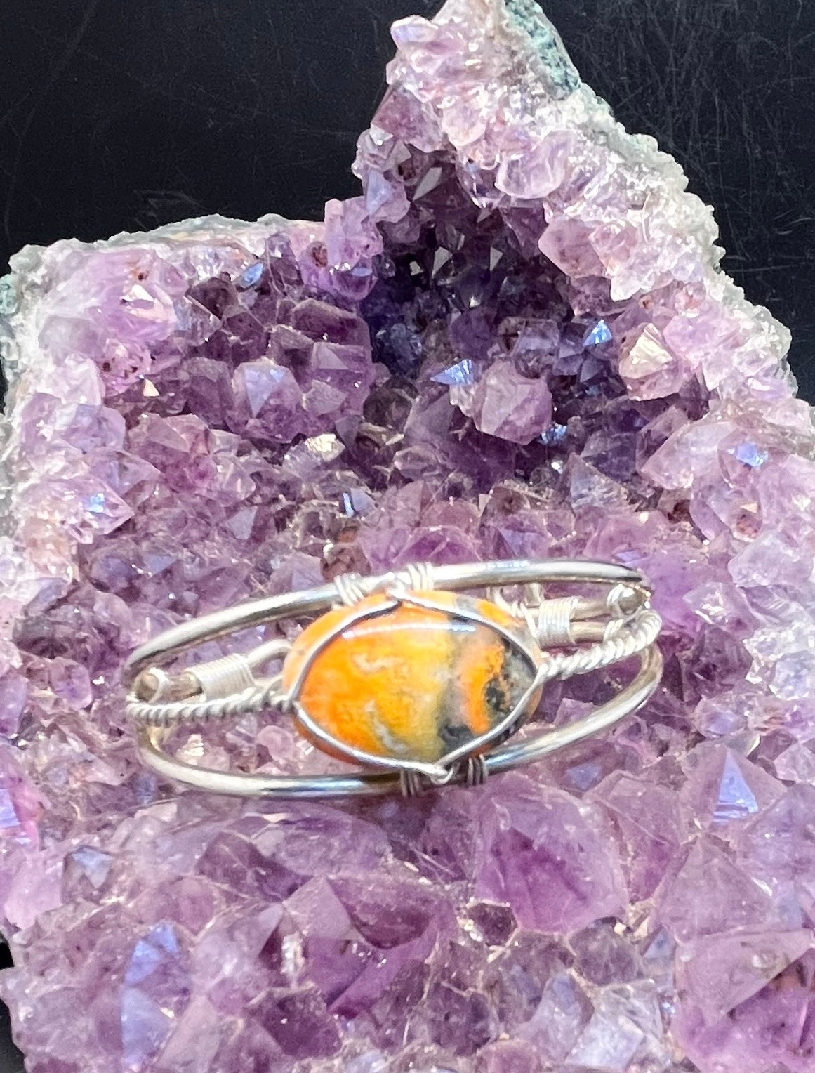 Bumblebee Jasper Sterling Silver Wirewrapped Bracelet