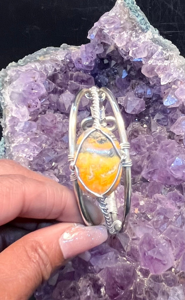Bumblebee Jasper Sterling Silver Wirewrapped Bracelet