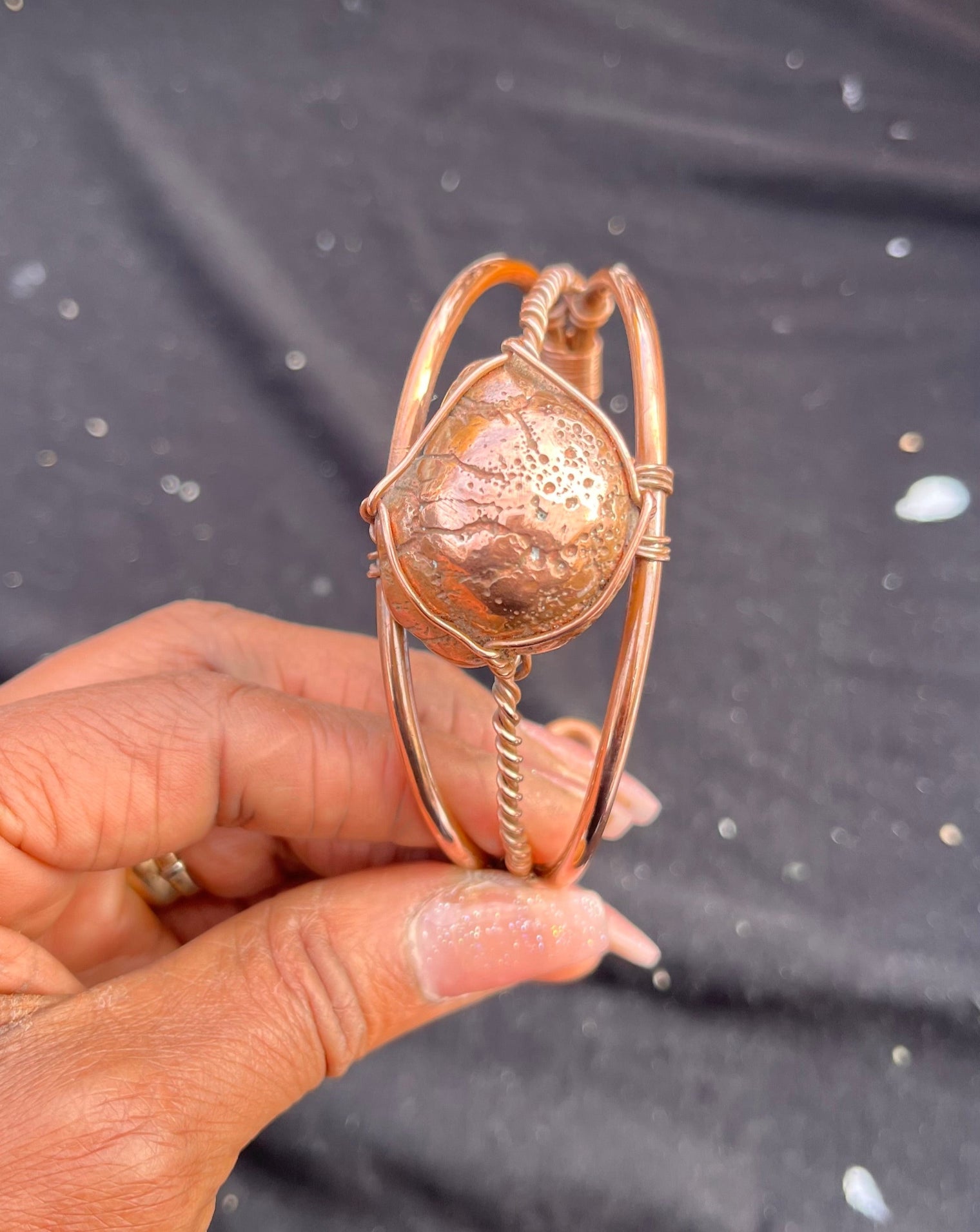 Copper Nodule Copper Cuff Bracelet