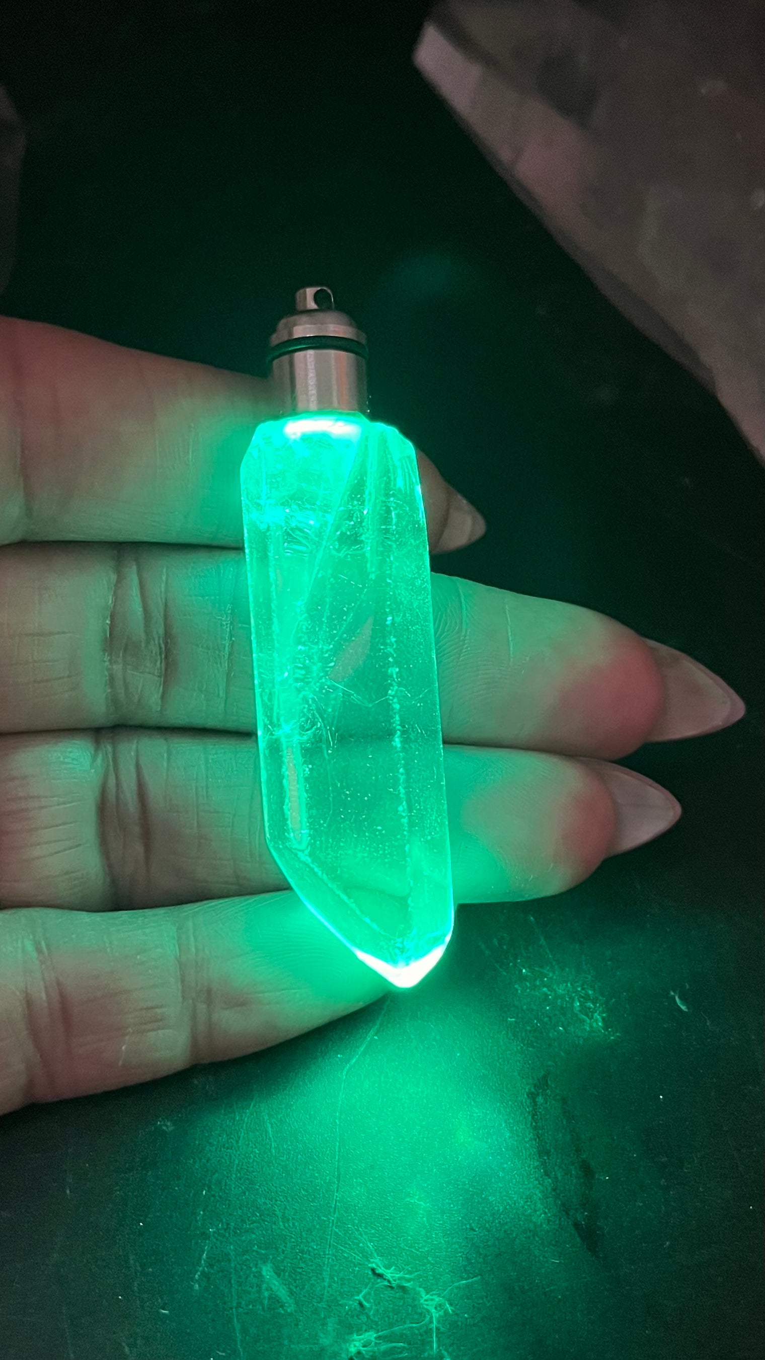 Clear Crystal Quartz LED Chakra Light Up Pendant