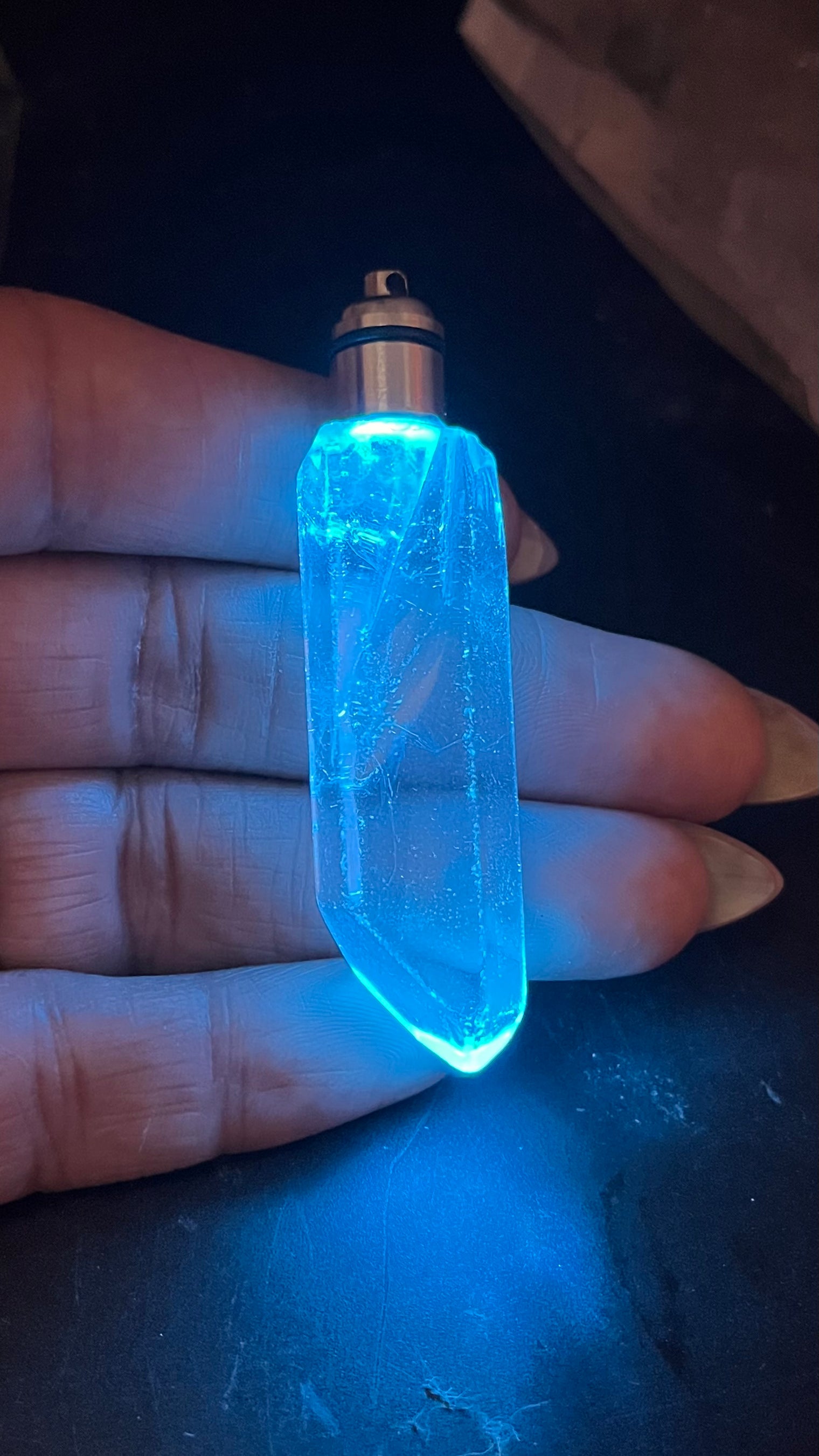 Clear Crystal Quartz LED Chakra Light Up Pendant