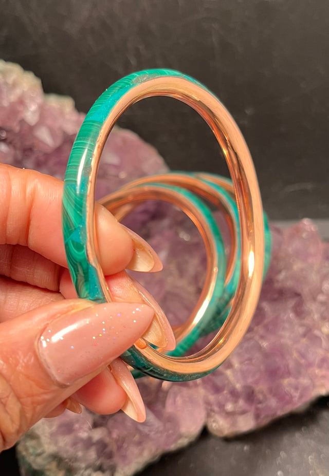malachite bangle copper inlaid bracelet